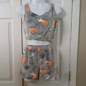 Halloween ghost 2 piece super soft lounge short set Sz S NWOT